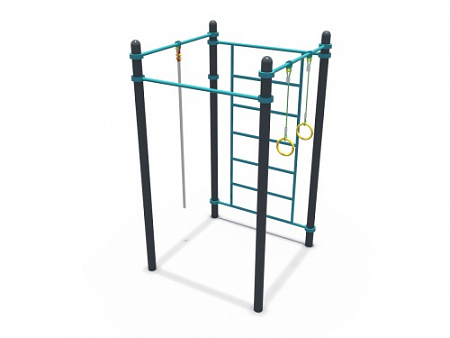 СОВ 01090.1 Воркаут Башня с четырьмя турниками (ГТО 108 мм, шведская стенка, кольца и канат)