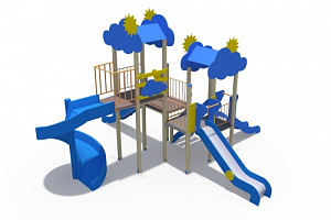 ДИО 04103 Детский игровой комплекс Небоскреб (винтовой скат Н-2000, металлический скат Н-1500,1200 и 900)