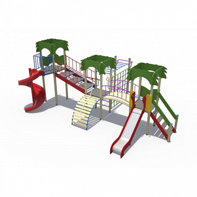 ДИО 02120 Детский игровой комплекс серии джунгли "Тарзан" Н-1200 и Н-2000 (винтовой скат)