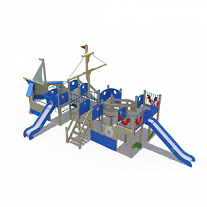 ДИО 07020.2 Игровой комплекс серии Лагуна (в виде бригантины и с горками Н-1200,1500)