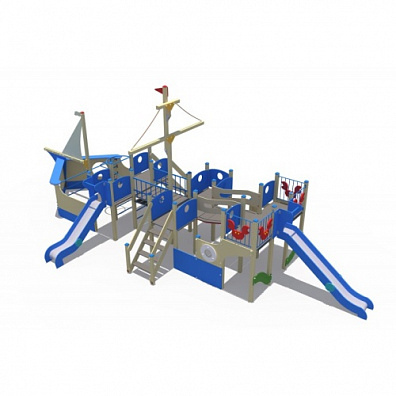 ДИО 07020.2 Игровой комплекс серии Лагуна (в виде бригантины и с горками Н-1200,1500)