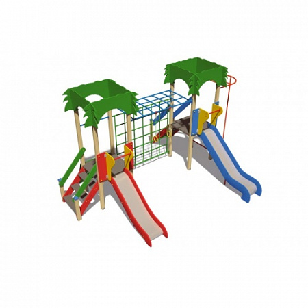 ДИО 02110 Детский игровой комплекс серии джунгли "Мадагаскар" Н-900 и Н-1200 6010х4350х3000