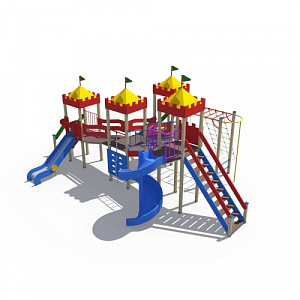 ДИО 02041 Детский игровой комплекс серии империя "Замок 2" Н-900 и винтовой скат Н-2000