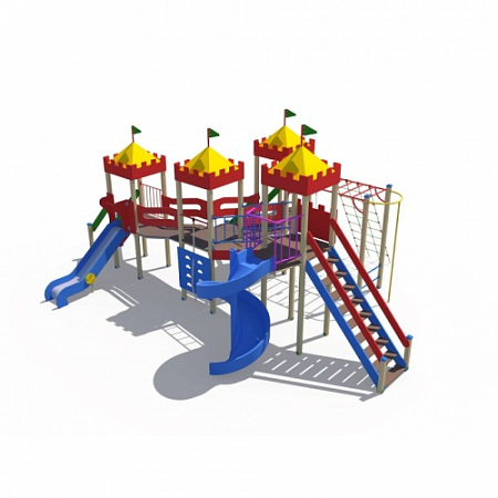 ДИО 02041 Детский игровой комплекс серии империя "Замок 2" Н-900 и винтовой скат Н-2000