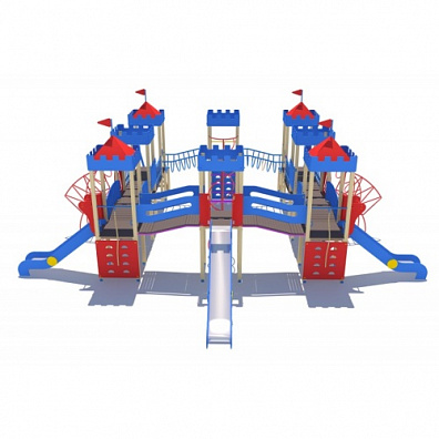 ДИО 13072 Детский игровой комплекс Сити с тремя горками (металлический скат, Н-1200 и 1500)