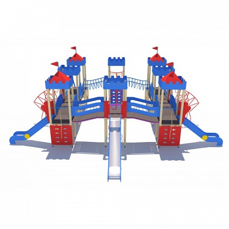 ДИО 13072 Детский игровой комплекс Сити с тремя горками (металлический скат, Н-1200 и 1500)