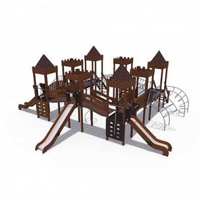 ДИО 13072.1 Детский игровой комплекс Сити с тремя горками (металлический скат, Н-1200 и 1500)