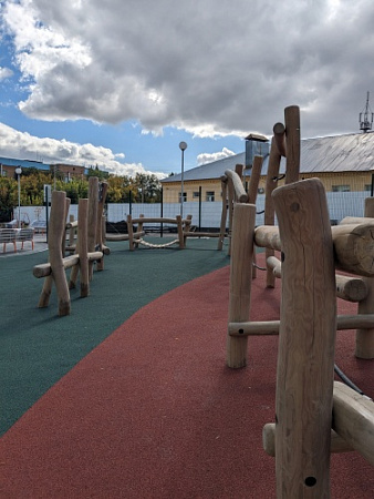 Спортивно-игровой комплекс с переходами (в виде канатных лазов)