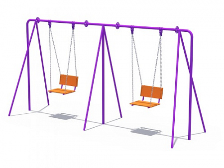 ИО 01020 Качели двойные на металлических стойках с сиденьями со спинкой