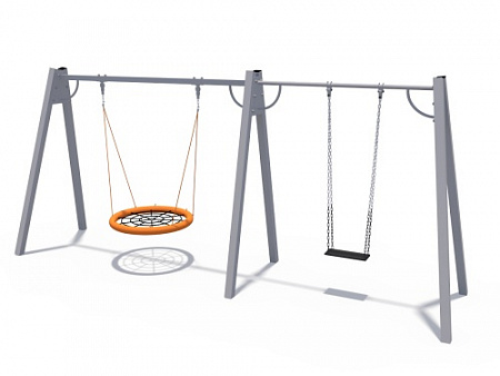 ИО 01033 Качели (на металлических стойках с прорезиненным сиденьем и сиденьем Гнездо)