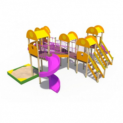 ДИО 03070 Детский игровой комплекс серии солнышко "Забава" Н-1200 и Н-2000 (винтовой скат)