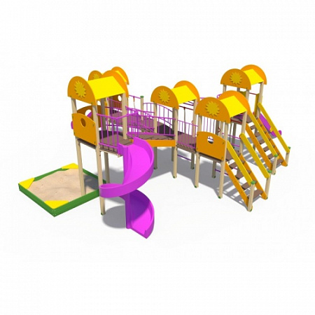 ДИО 03070 Детский игровой комплекс серии солнышко "Забава" Н-1200 и Н-2000 (винтовой скат)