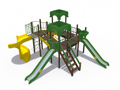 ДИО 02130 Детский игровой комплекс серии джунгли "Тропики" Н-1500 и Н-2000 (винтовой скат)