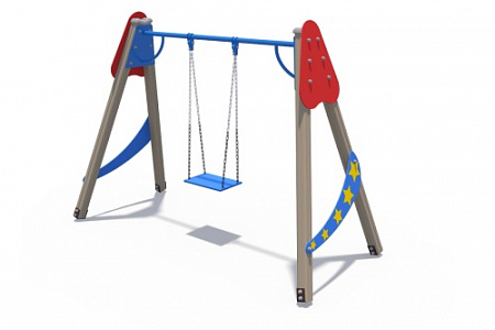 ИО 01040 Качели Звездочет деревянные с сиденьем без спинки (сиденье-фанера)