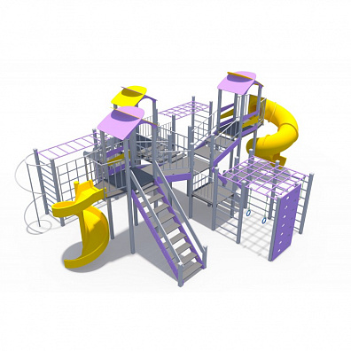 ДИО 10214.1 Игровой комплекс серии Зефир (скат пластиковый винтовой закрытый и открытый 2000 мм, скат металлический Н-1500 мм)