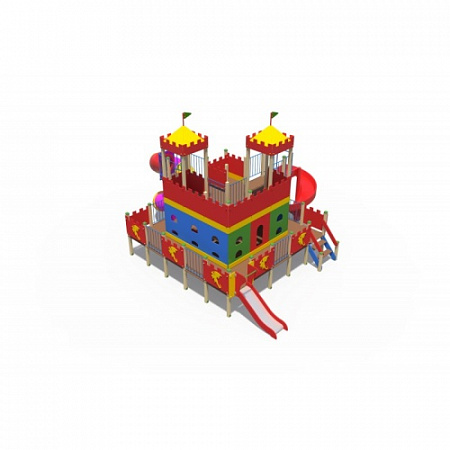 ДИО 13051 Детский игровой комплекс Дворец чудес Н-2000 и Н-750 (закрытая пластиковая труба и винтовой скат )