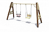 ИО 01163 Качели деревянные крепость (сиденье со спинкой и люлькой)