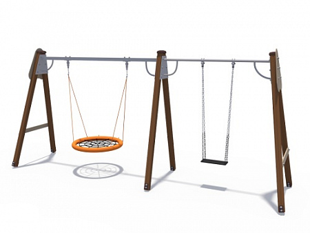 ИО 01031 Качели (с прорезиненным сиденьем без спинки и сиденьем Гнездо)