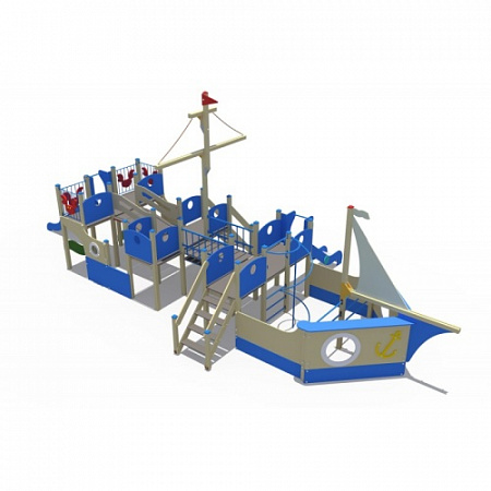 ДИО 07020.2 Игровой комплекс серии Лагуна (в виде бригантины и с горками Н-1200,1500)