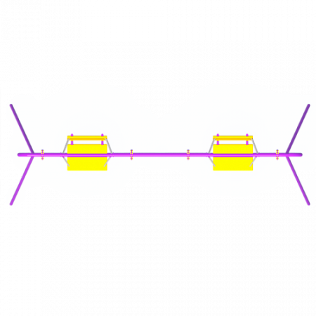 ИО 01020 Качели двойные на металлических стойках с сиденьями со спинкой