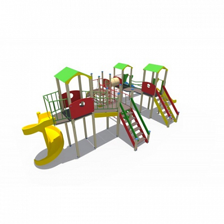 ДИО 13091 Детский игровой комплекс Переходы 2 с металлическими горками Н-1200,1500 и винтовым скатом Н-2000