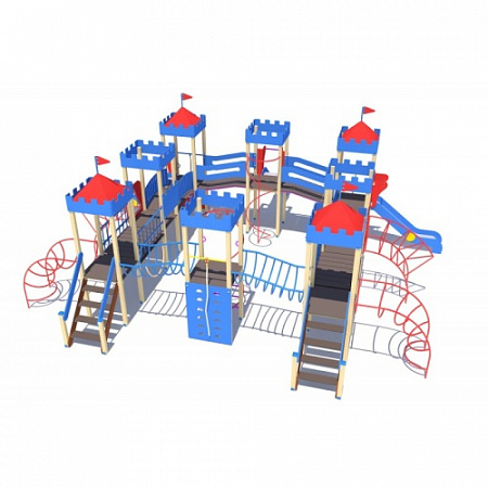 ДИО 13072 Детский игровой комплекс Сити с тремя горками (металлический скат, Н-1200 и 1500)