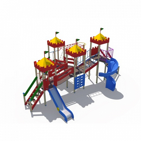 ДИО 02041 Детский игровой комплекс серии империя "Замок 2" Н-900 и винтовой скат Н-2000