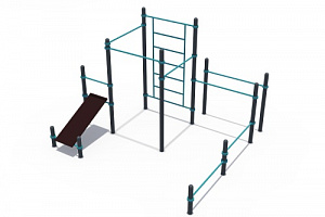 СОВ 01160.1 Воркаут Комплекс турников, шведской стенки и скамьи для пресса и упоров для отжимания (ГТО 89 мм)