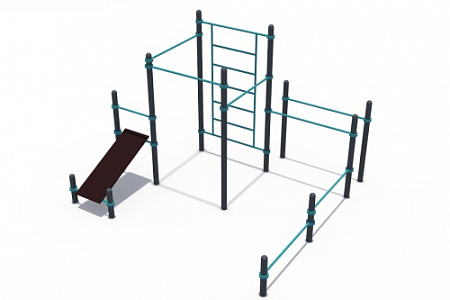 СОВ 01160.1 Воркаут Комплекс турников, шведской стенки и скамьи для пресса и упоров для отжимания (ГТО 89 мм)