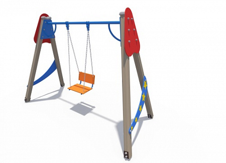 ИО 01041 Качели Звездочет деревянные с сиденьем со спинкой (сиденье-фанера)