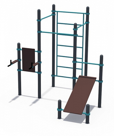 СОВ 01204 Воркаут (гимнастическая стенка со скамьей для пресса и брусьями (ГТО 89 мм)