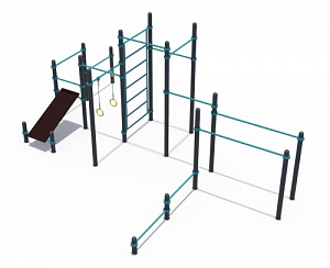 СОВ 01180.1 Воркаут Комплекс брусьев,турников,шведской стенки и скамьи для пресса (ГТО 89 мм)