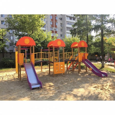 ДИО 03050 Детский игровой комплекс серии солнышко "Лучик" Н-1200 и Н-1200 (скат металлический)