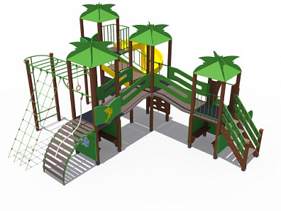 ДИО 10017 Игровой комплекс (серии джунгли с металлическим скато Н-1200 и винтовым скатом Н-2000 мм)