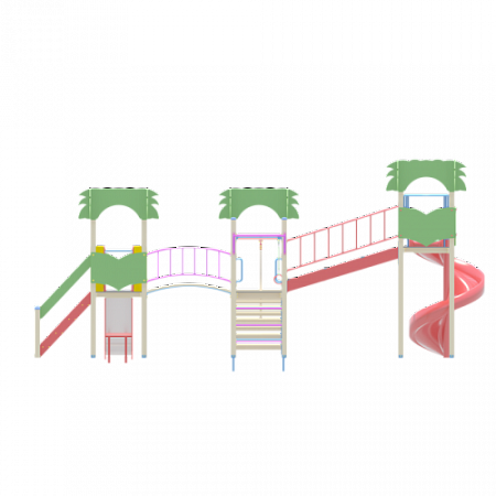 ДИО 02120 Детский игровой комплекс серии джунгли "Тарзан" Н-1200 и Н-2000 (винтовой скат)