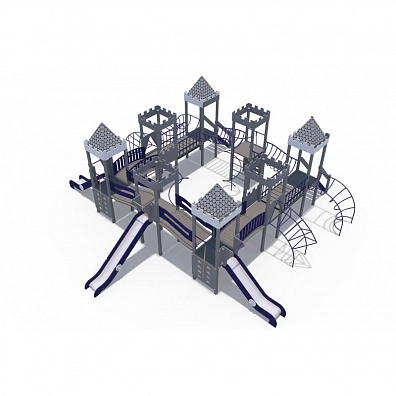 ДИО 13072.2 Детский игровой комплекс Сити с тремя горками (металлический скат,Н-1200 и 1500)