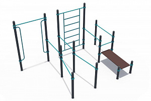 СОВ 01206 Воркаут (комплекс из шведской стенки, поручней, брусьев и скамьи для пресса для людей с ОВЗ ГТО 89 мм)