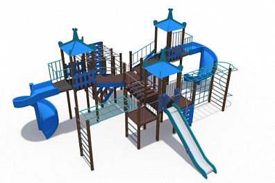 ДИО 10113 Игровой комплекс (серии Лагуна с металлическим скатом 1500 и винтовыми открытми скатами Н-2000)