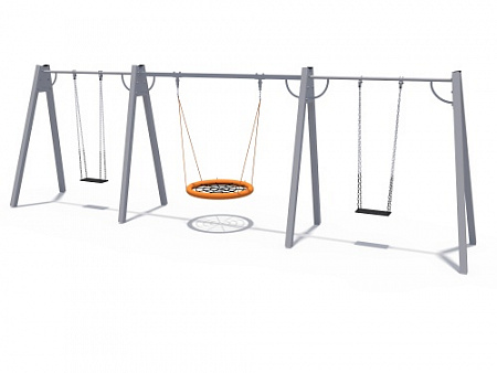 ИО 01035 Качели (на металлических стойках с прорез.сиденьями и сиденьем Гнездо)