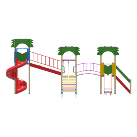 ДИО 02120 Детский игровой комплекс серии джунгли "Тарзан" Н-1200 и Н-2000 (винтовой скат)