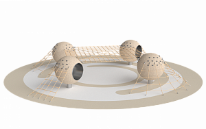 Комплекс сфер с канатным мостом и тоннелями
