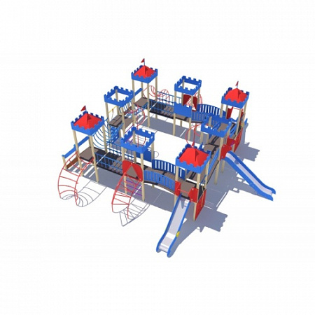 ДИО 13072 Детский игровой комплекс Сити с тремя горками (металлический скат, Н-1200 и 1500)