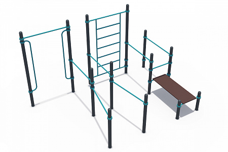 СОВ 01206 Воркаут (комплекс из шведской стенки, поручней, брусьев и скамьи для пресса для людей с ОВЗ ГТО 89 мм)