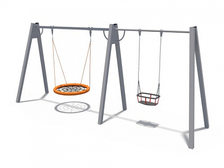 ИО 01037 Качели (на металлических стойках с сиденьем люлька и сиденьем Гнездо)