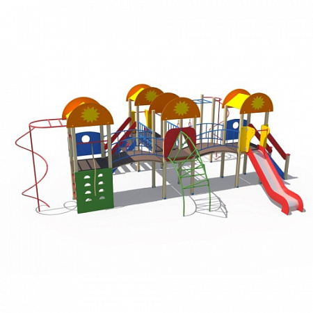 ДИО 03051 Детский игровой комплекс серии солнышко "Детский дворик" Н-1200 (скат металлический)